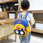 Kids Backpack for Boys Girls Toddler School Kindergarten Cute Construction Truck Car Design.