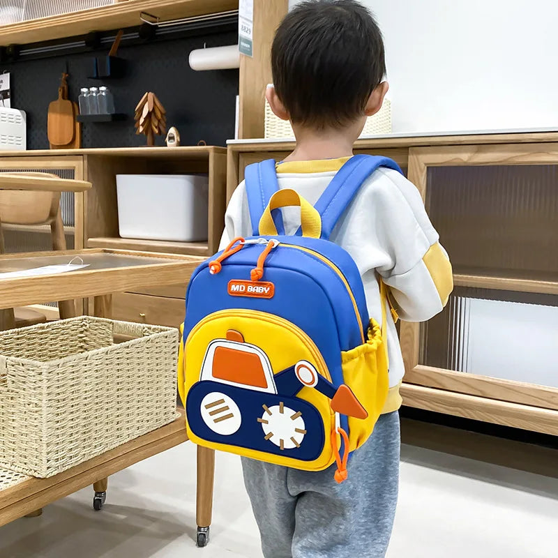 Kids Backpack for Boys Girls Toddler School Kindergarten Cute Construction Truck Car Design.