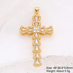 Religious Talisman Jewelry Accessories Handmade 18K Real Gold Plated Cz Paved Catholic Christian Cross
