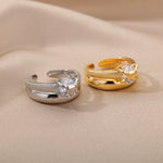 Heart Rings for Women Grils Gold Plated Adjustable Stainless Steel Ring Trend Luxury Wedding Couple Jewelry