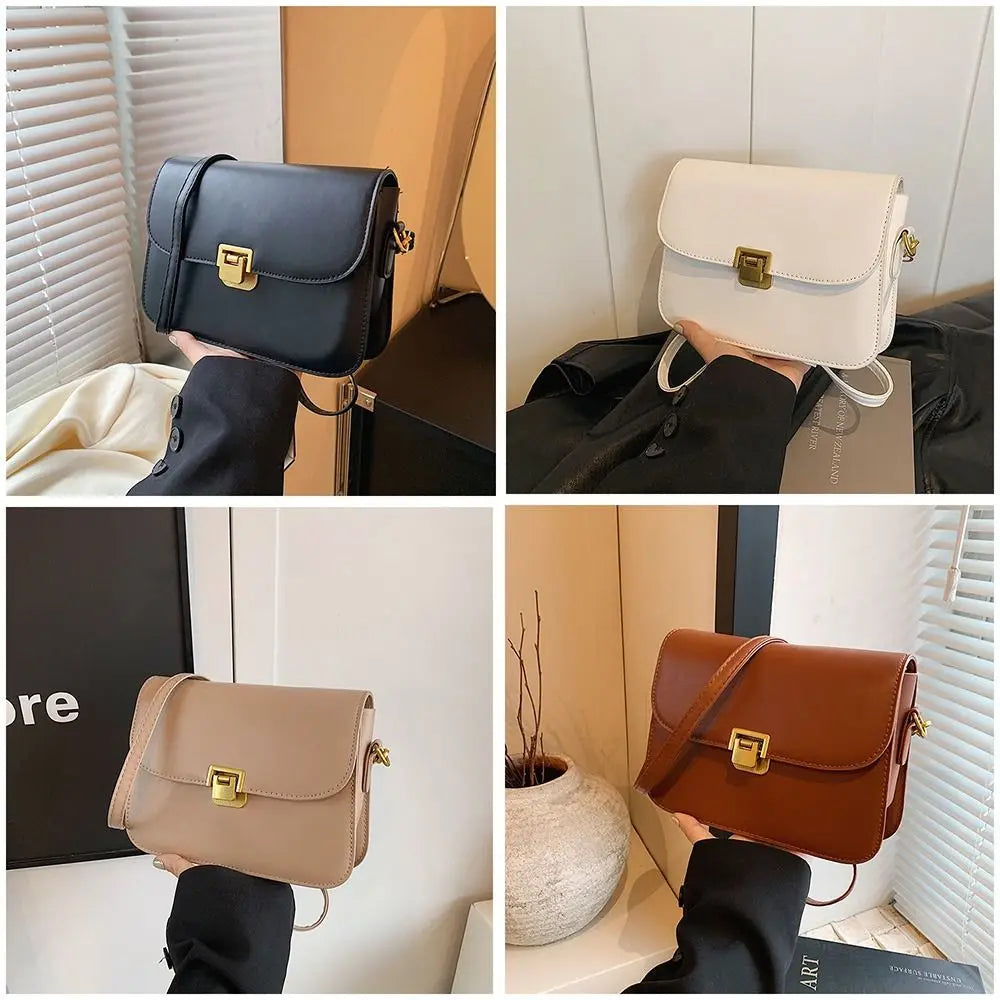 Fashion PU Leather Women Crossbody Bags Black White Khaki Brown Waterproof Korean Shoulder Bag.