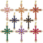Religious Talisman Jewelry Accessories Handmade 18K Real Gold Plated Cz Paved Catholic Christian Cross