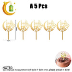 Ramadan Eid Mubarak Gold Acrylic Cake Topper Set Muslim Ramadan Holiday Party Cake Decorations Party Home Decoration