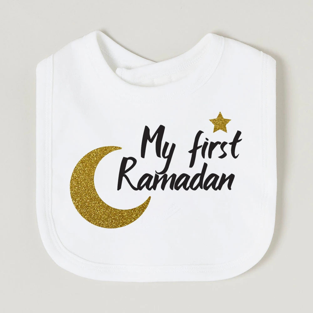 Moon Star My First Ramadan Baby Bibs Boys Girls Cotton Bib Newborn Saliva Bib Eid Mubarak Muslim Islamic Festival Keepsake Gift