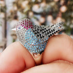 Rainbow Bird Rings for Women Hyperbole Female Finger Accessories