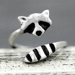 Animal Rings for Women Girls Lovely Open Raccoon Rings Snake Ring Fox Tail Ring for Wife Girlfriend Birthaday Gift