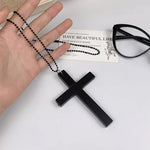 New Gothic Cool Y2K Wood Cross Pendants Necklaces Unisex Charm Chain Choker Necklace Fashion Jewelry