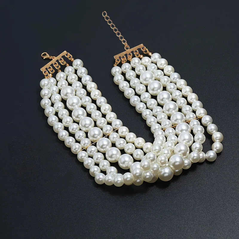 Pearl Beaded Necklace for Women Multilayer Choker Trend Chain Collares On The Neck Chokers Female Party Accessories