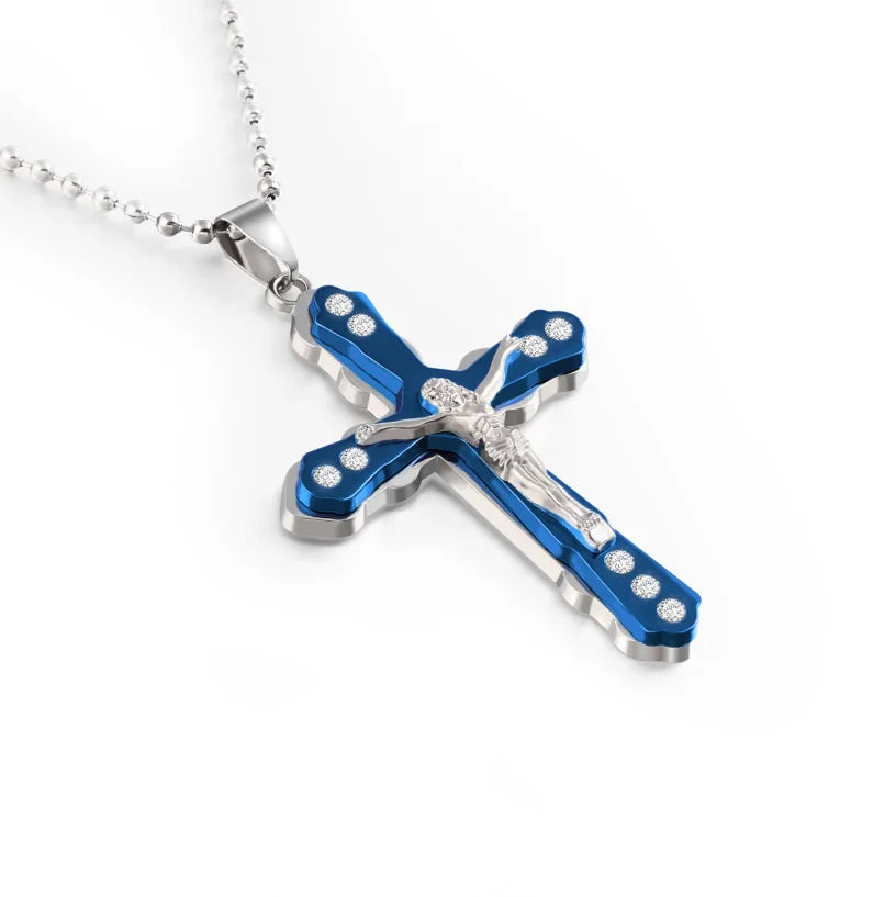Fashion Jesus Cross Necklace Religious Faith Cross Jesus Jewelry Mens and Women's Necklace