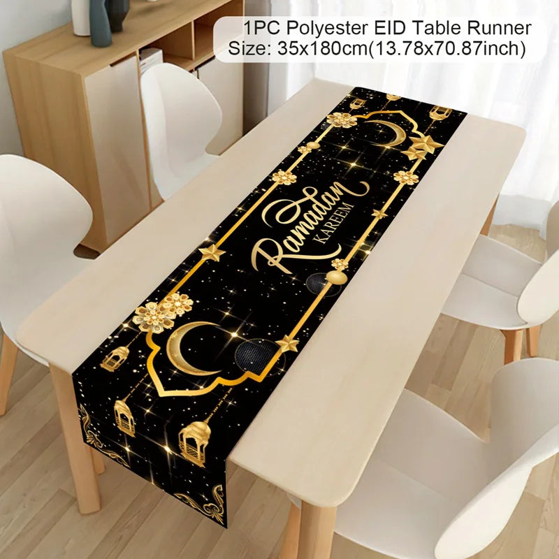Ramadan Kareem Polyester Table Runner Decoration For Home Islamic Muslim Party Supplies Gift EID Mubarak