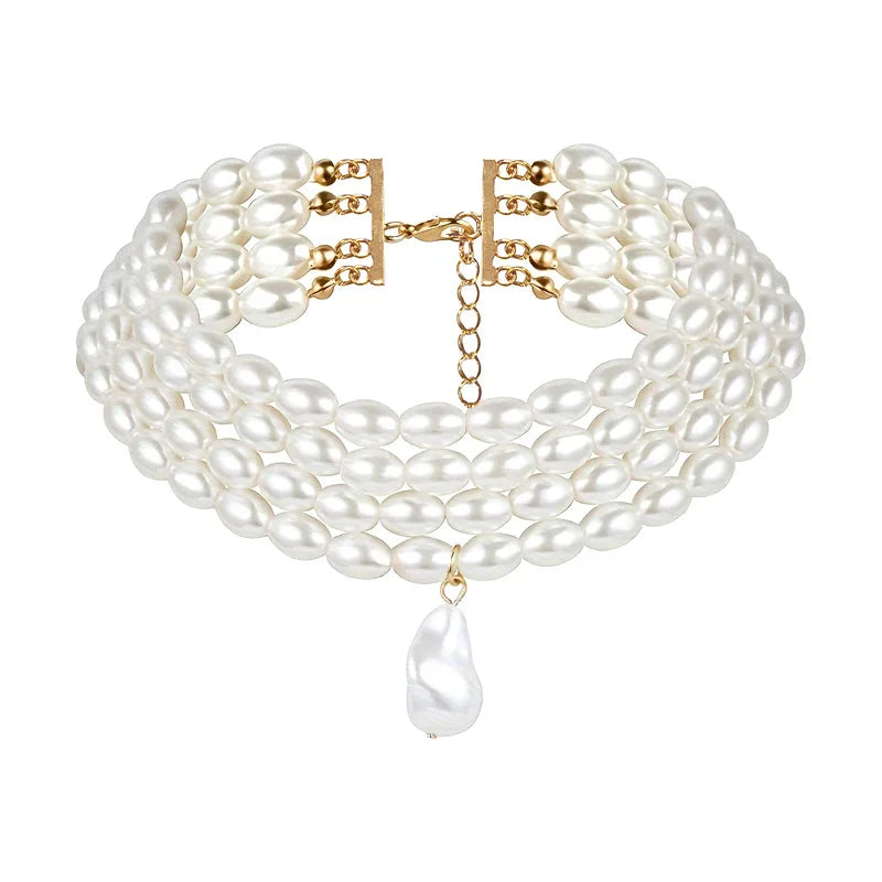 Pearl Beaded Necklace for Women Multilayer Choker Trend Chain Collares On The Neck Chokers Female Party Accessories