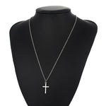 Fashion Christian Jesus Cross Necklaces Silver Color Long Chain Simple Pendants For Women Men