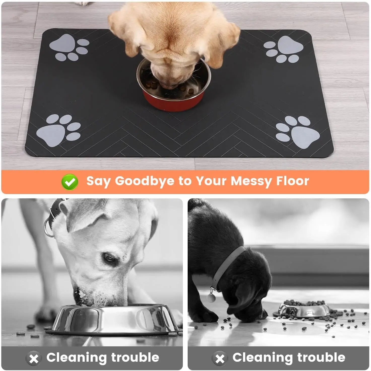Pet Feeding Mat-Absorbent Placemat for Food and Water Bowl, with Waterproof Rubber Backing, Quick Dry Water Mat for Dog& Cat