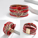 Bracelet for Women Bohomian Leather Wrap Multi-Layer Heart Bangle Jewelry Gift Fashionable Wrist Accessory
