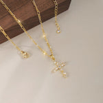 Cross Jewelry Necklace for Women 14K Gold Plated Pendant Necklace Trendy Small Cross.