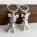 925 Sterling Silver Geometric Retro Bear Earrings for Women