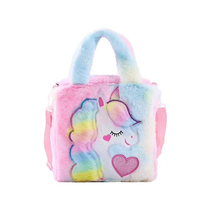 Kids Bags Shoulder Bags Cartoon Embroidered Plush One Shoulder Bag.