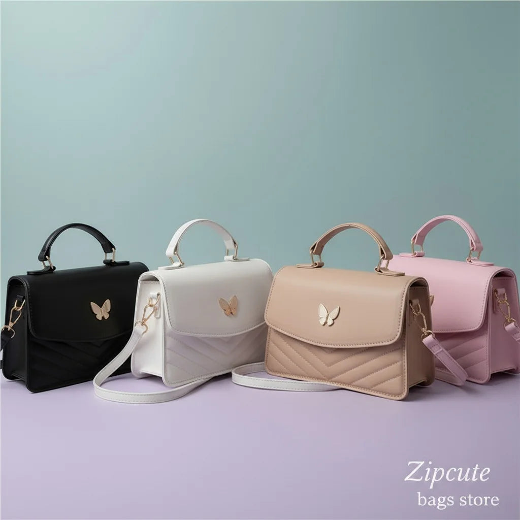 Lucky butterfly bag women's new fashion solid color simple texture trend.