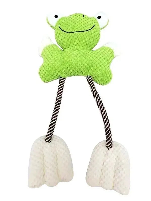Pet Plush Toy Cat Dog Interactive Teething Toys Cute Animal Style Bite Resistant Squeaky Teeth Cleaning Chew Toy Pet Supplies