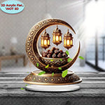 2D flat golden crescent lantern for Ramadan