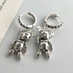 925 Sterling Silver Geometric Retro Bear Earrings for Women