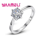 Fine Wedding Rings for Men Women Gift S925 Sterling Silver Color Austrian Crystal Engagement Proposal Ring