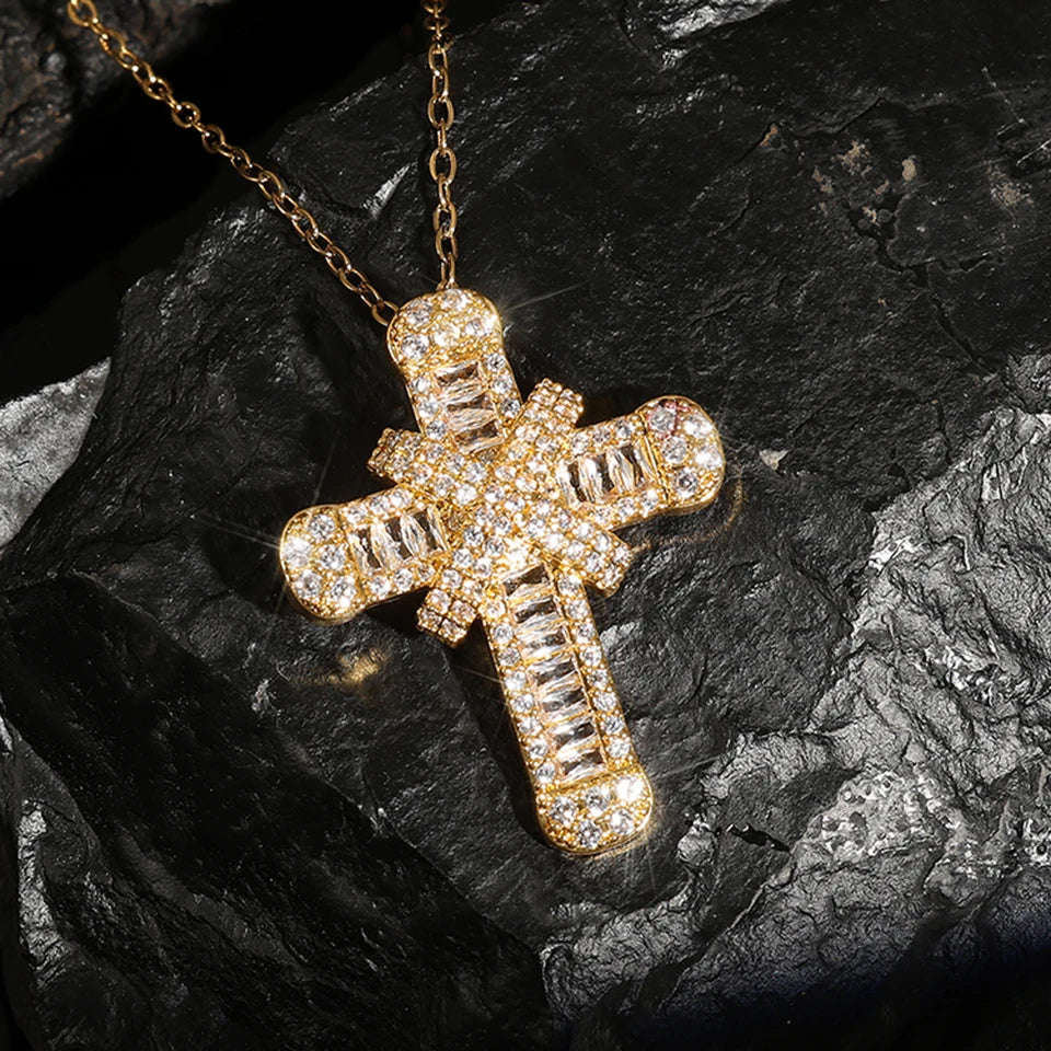Cross Pendant Necklaces Classical Sparkling CZ Cross Necklace Jewelry Festival Party Daily Gifts For Men