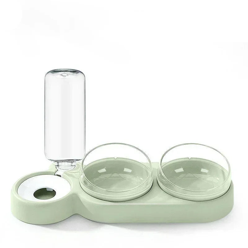 Pet Cat Food Bowl, Splash - Water proof, Three Bowl Neck Protection, Automatic Feeder, Water Storage Dispenser