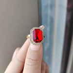 Luxury Ruby Emerald Ring For Women Adjustable Wide Face Men's Ring Jewelry Zircon Shiny Fine Jewelry