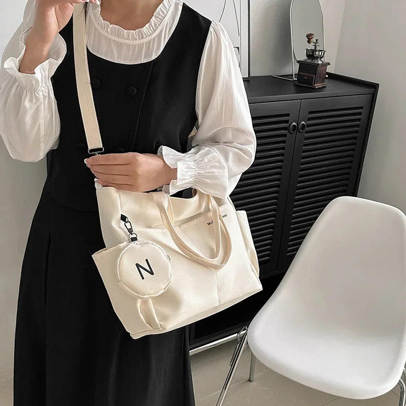 Women Shoulder Crossbody Bag Japanese Canvas Tote Messenger Bag for Student.