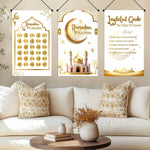 Ramadan Platinum Hanging Banner party decoration Mubarak Ramadan Calendar Kareem star moon Celebration Banner Gift adults favors