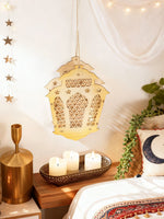 Ramadan Lantern Decor Wooden Hollowed Star Pattern