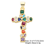 Religious Talisman Jewelry Accessories Handmade 18K Real Gold Plated Cz Paved Catholic Christian Cross