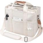 Women’s Canvas Tote Bag with Multiple Pockets, Large Capacity Shoulder Messenger Bag.