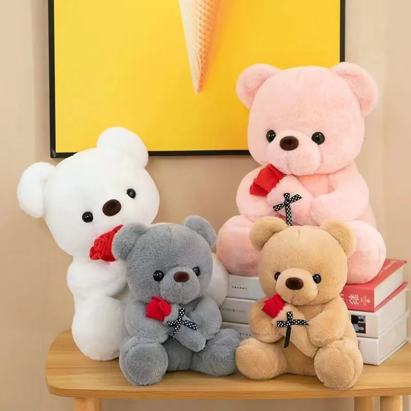 Wedding Rose Bear Plush Toy Cute Stuffed Animal Gift