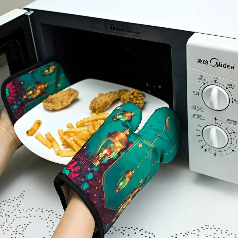 Ramadan Mubarak cooking baking apron pot holder Oven mitt Eid al-Fitr Muslim Islamic Kareem Suhoor Iftar kitchen decoration gift