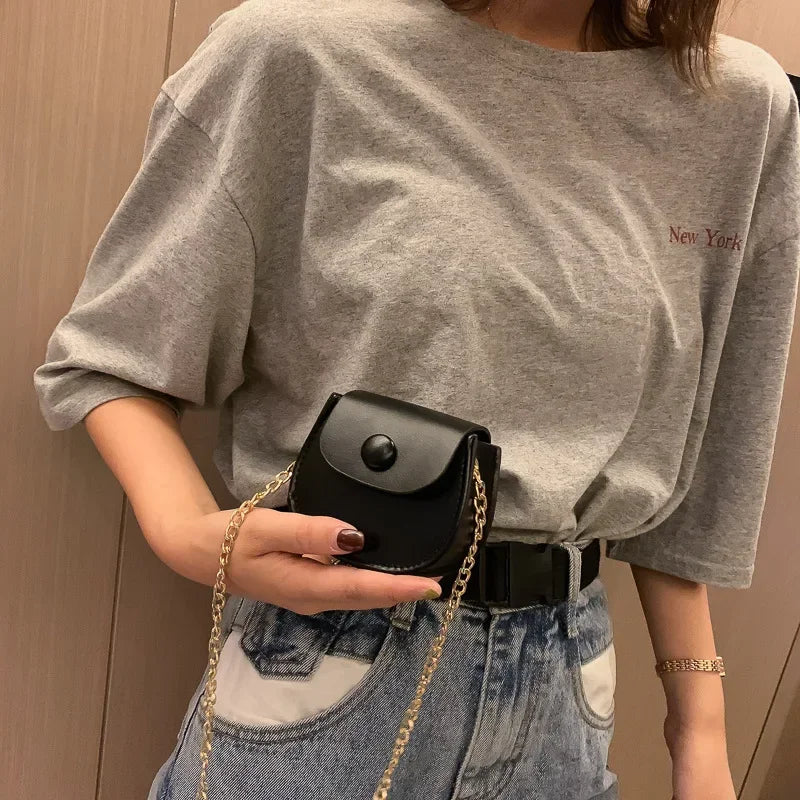 New Mini Fashion Shoulder Bags for Kids Coffee Black Yellow Children's Small Cross Body Earphone Lipstick Storage Bags