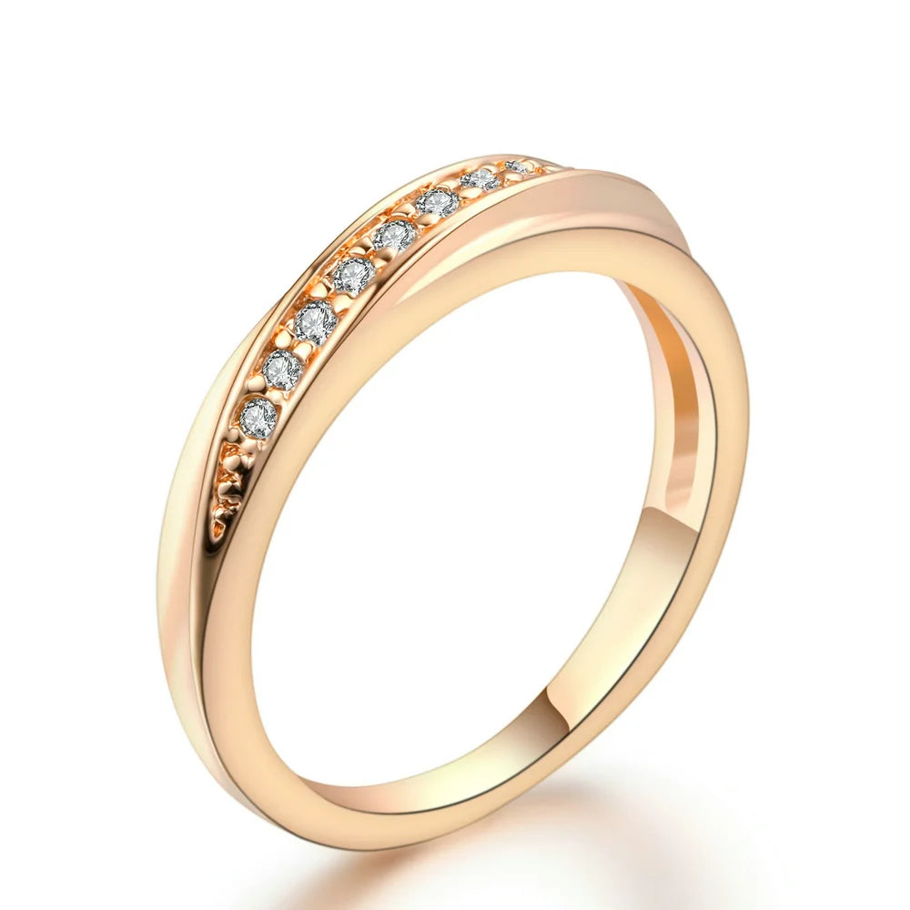 Rings For Women Engagement Wedding Promise Fashion Jewellry Simple Rose Gold Color Zirconia Jewelry