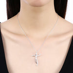 925 sterling Silver Creative cross crystal Pendant Necklace For Women fashion party wedding accessories.
