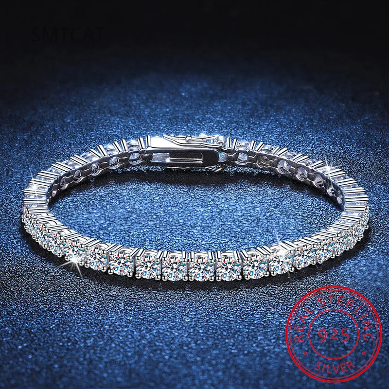 Charm Bracelets For Women High Quality S925 Silver Platinum Plated Moissanite Simple Personality Wedding Jewelry Gift