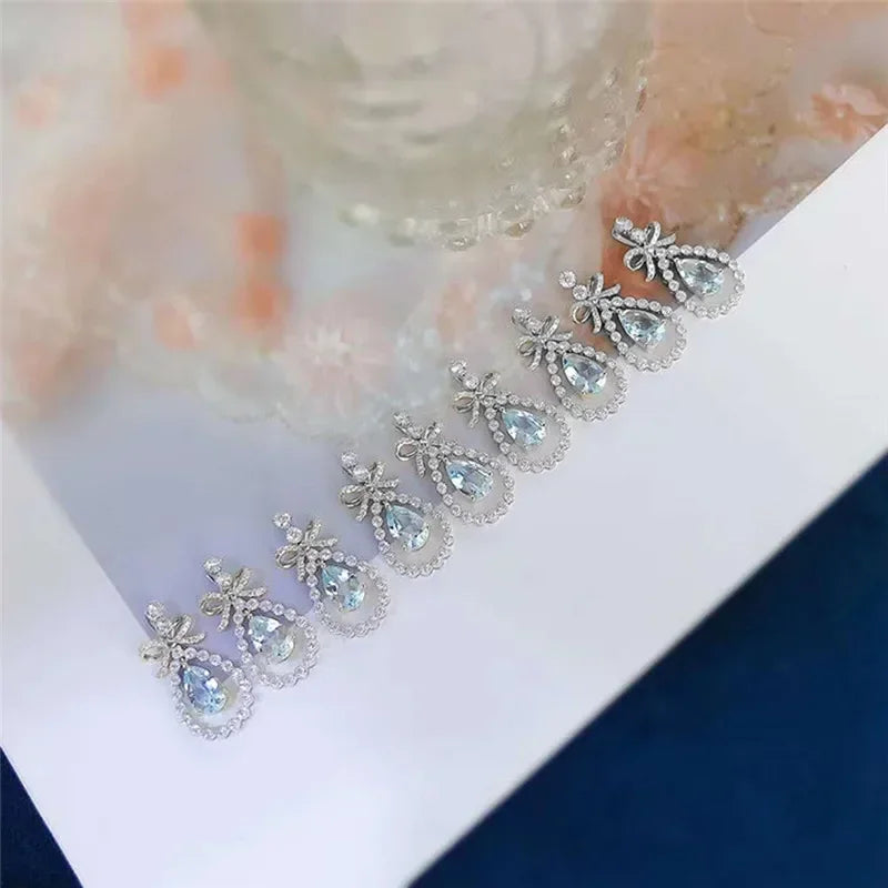 Necklaces for Women Romantic Bow with Water Drop Cubic Zirconia