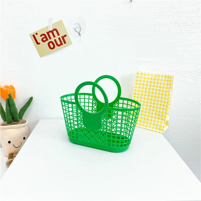 Summer Fashion Children's Beach Handbag Cute Baby Girls Plastic Hand Carrying Tote Bag.