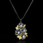 Choker Necklac for Women New Blue Zirconia Inlaid Pendent Flower Shape Clavicle Link Chain Women's Gifts