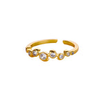 Luxury Zircon Round Rings For Women 18K Gold Plated Crystal Geometric Adjustable Ring Wedding Christmas Fashion Jewelry Gift