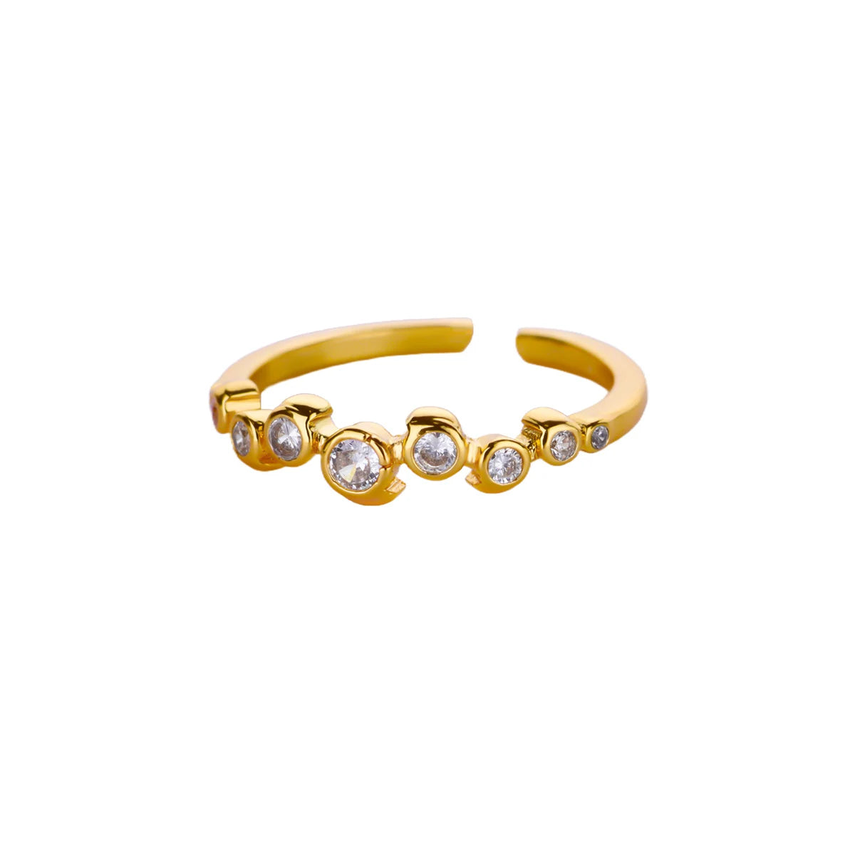 Luxury Zircon Round Rings For Women 18K Gold Plated Crystal Geometric Adjustable Ring Wedding Christmas Fashion Jewelry Gift