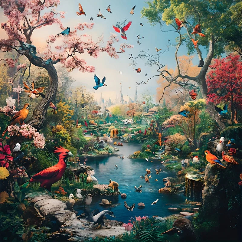 Mini Size Puzzle 1000 Pieces Flower and Bird World Art