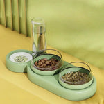 Pet Cat Food Bowl, Splash - Water proof, Three Bowl Neck Protection, Automatic Feeder, Water Storage Dispenser