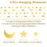 Ramadan Gold Glitter Moon Star Hanging Garland Eid Mubarak Home Decor Ramadan Kareem Islamic Muslim Party Eid Al-Fitr Gifts