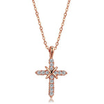 Cross Pendant Necklace For Women Iced Out Crystal Silver Plated Chain Collar Choker Necklace.