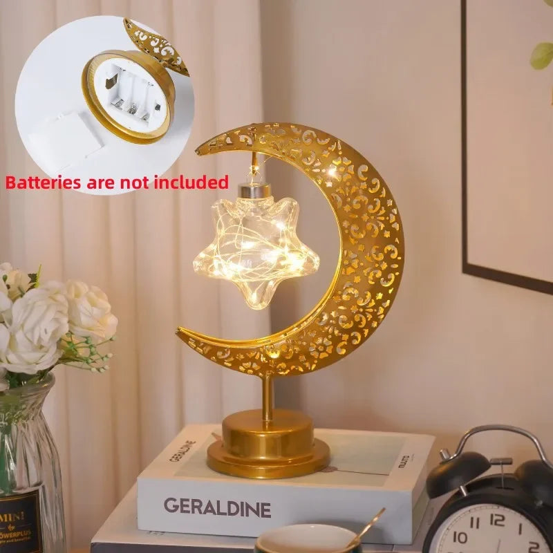 Ramadan Moon Led Light 2026 Eid Mubarak Decoration Metal Lamp